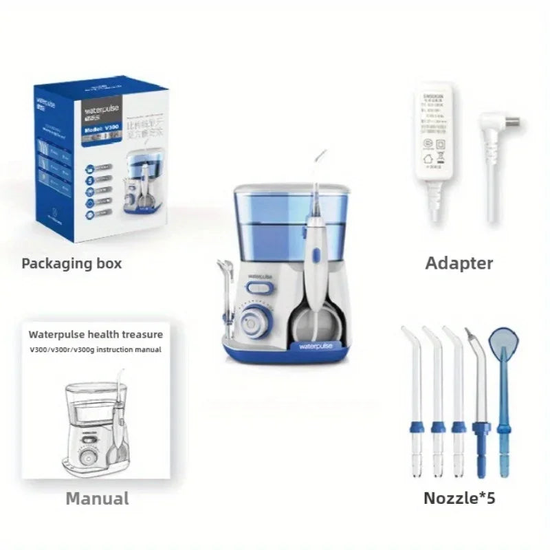Waterpulse V300G Oral Irrigator 5pcs Tips Dental Water Flosser Electric Cleaner 800ml Oral Hygiene Dental Flosser for Oral Care