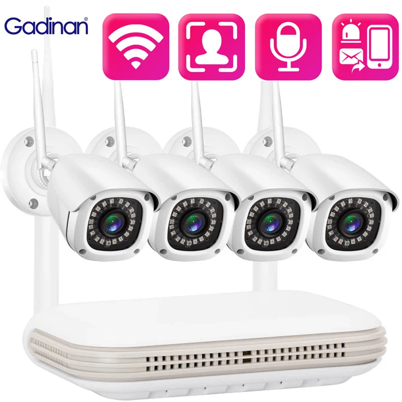 Ultra Wide WiFi Range Kit Camera 3MP H.265+2.8mm Wide Angle Ultra Clear Infrared Night Vision Closed Circuit Television 8-way