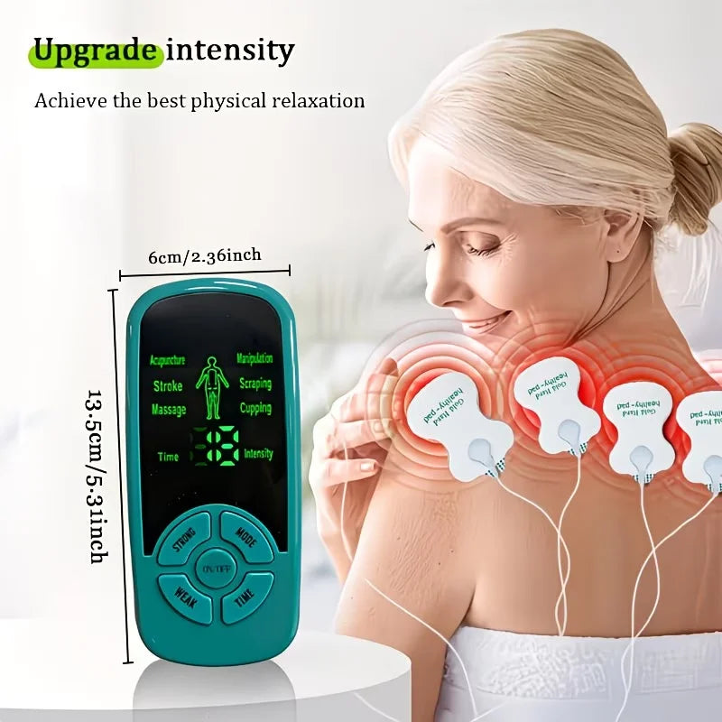 3-in-1 / Unit & Massager Device with Portable Muscle Stimulator Suitable for Back, Full Body, USB/Battery-Powered, Multi-Intensi