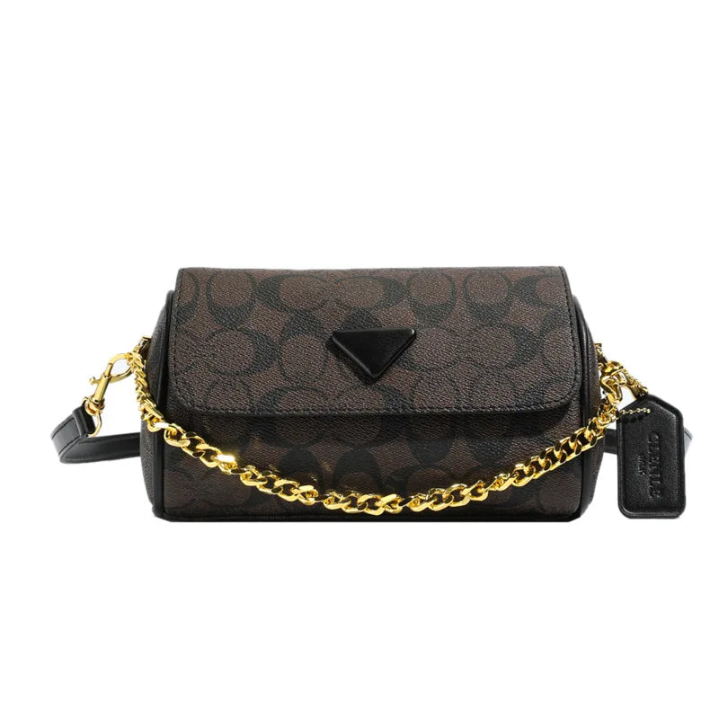 Vintage Printed Women Underarm Bag Fashion Chain Shoulder Purse Casual Crossbody Handbag Versatile Daily Commuter Ladies Bag