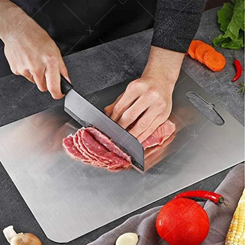 WXCOO Kitchen Cutting Board Thickened Stainless Steel Boards for Cut Vegetables Fruit Meat Food Grade Chopping Cutting Boards