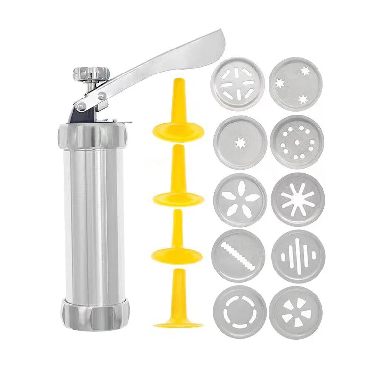 Stainless Steel Cookie Cutter Set Cookie Press Gun and 20 Cookie Plates and 4 Nozzles DIY Cookie Maker Cookie Cutter Tools