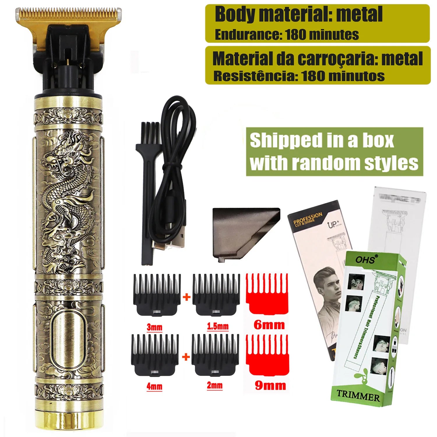 Tondeuse Dragon Vintage T9 Cordless Professional Hair Clippers Electric Trimmers For Men Clipper hair cutting machine Shaver