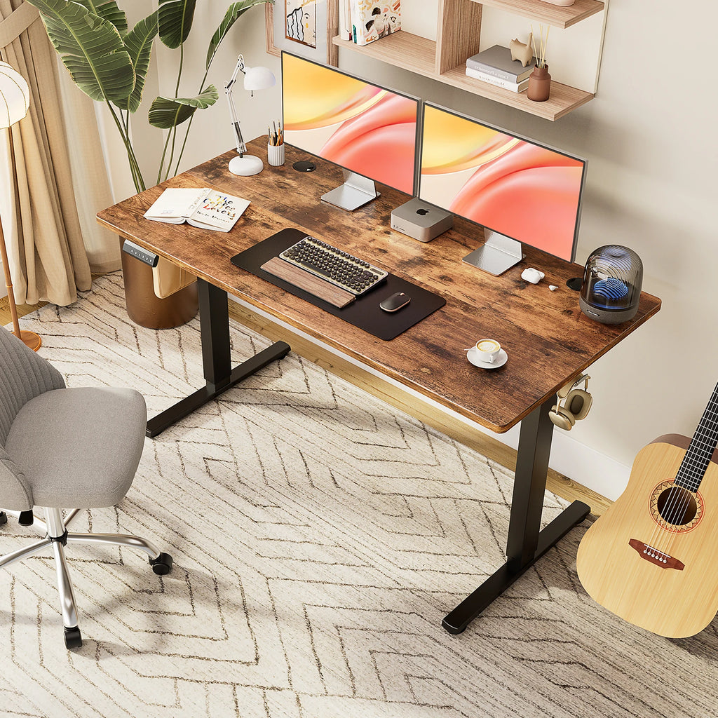 JHK Electric Adjustable Height Standing Computer Desk Ergonomic Sit Stand Up Down Computer Table Workstation For Home Office