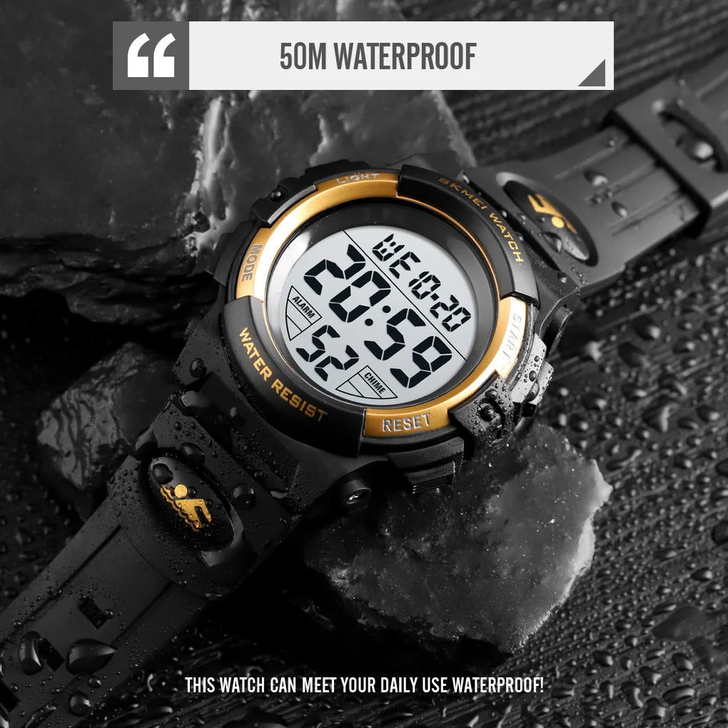 SKMEI Children LED Electronics Digital Watch Chronograph Clock Sport Watches 5Bar Waterproof Kids Wristwatches For Boys Girls