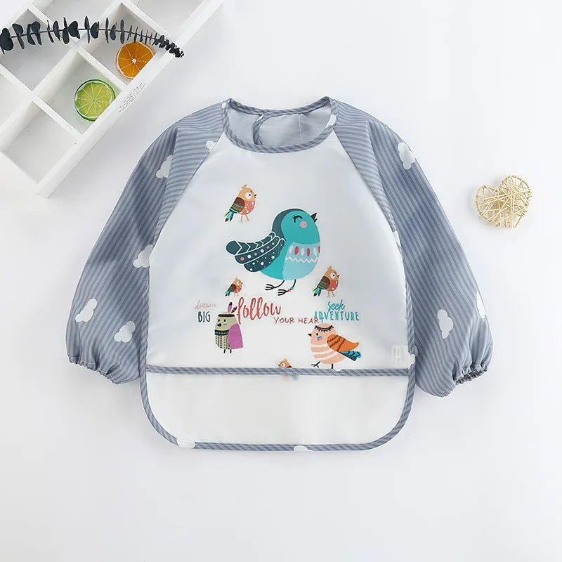 Waterproof Full Sleeve Baby Bibs Children Apron Long Sleeve Feeding Smock Kids Eating Breastplate Infant Scarf Clothing