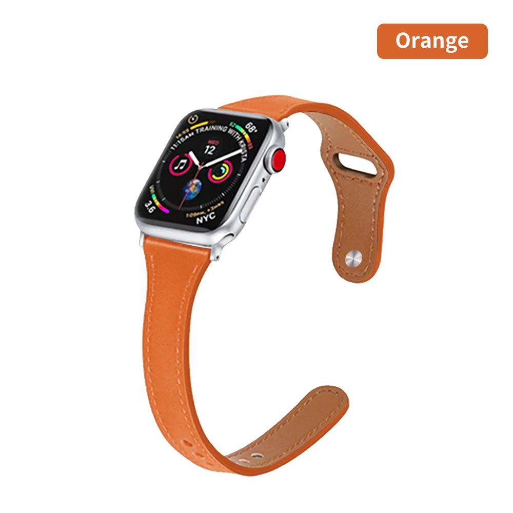 Slim Leather Strap for Apple Watch Band Ultra 49mm 8 41mm 45mm 7 SE 654321 44mm Women Bracelet Loop for iwatch series 42mm 40mm