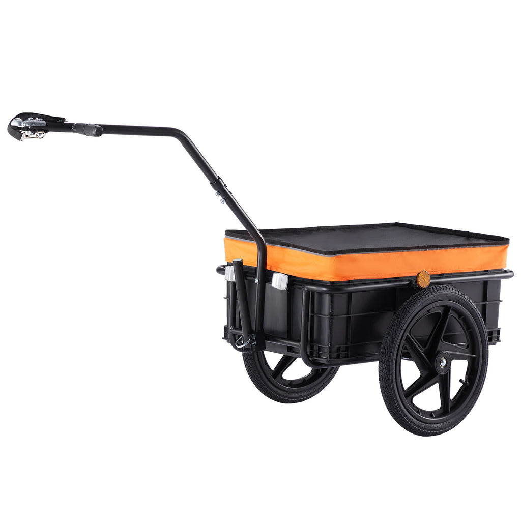 SucceBuy 88Lbs Bike Cargo Trailer Bicycle Wagon Cart Foldable Storage with 16" Wheels & Safe Reflectors Fits 24"-28" Bike Wheels