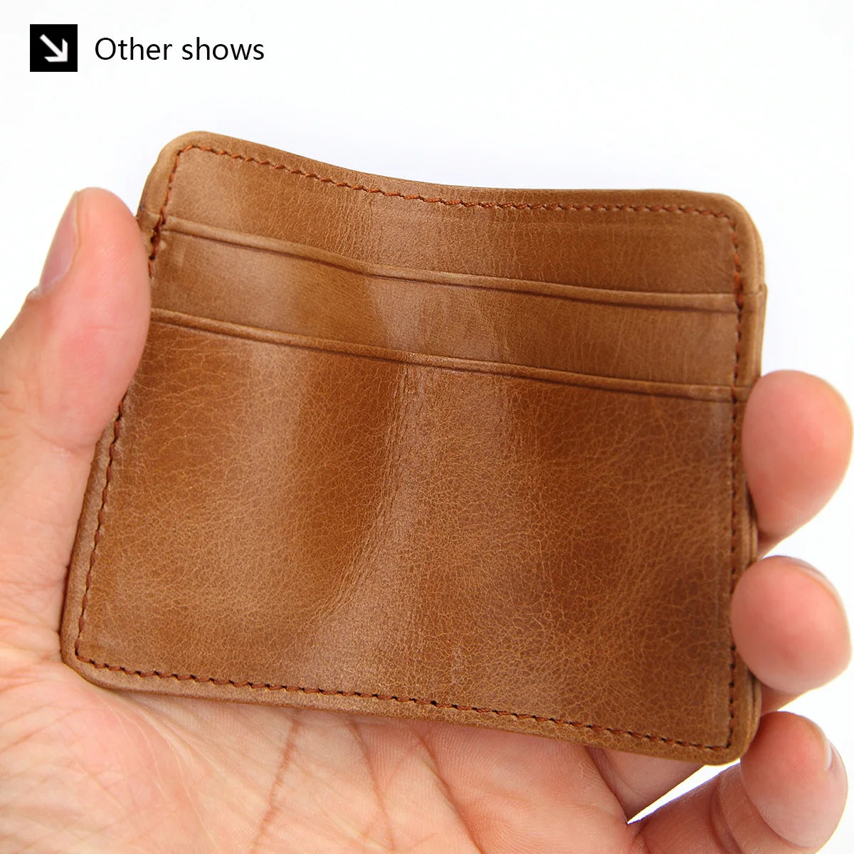 GENODERN Women & Man Genuine Leather Card Holder Cowhide Slim Card Wallet Small Thin Card Package