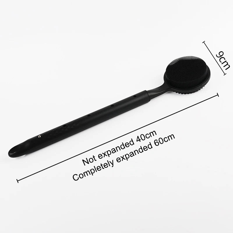 New Silicone Back Scrubber For Shower Bath Body Brush With Telescopic Adjustable Long Handle Double Sided Shower Brush