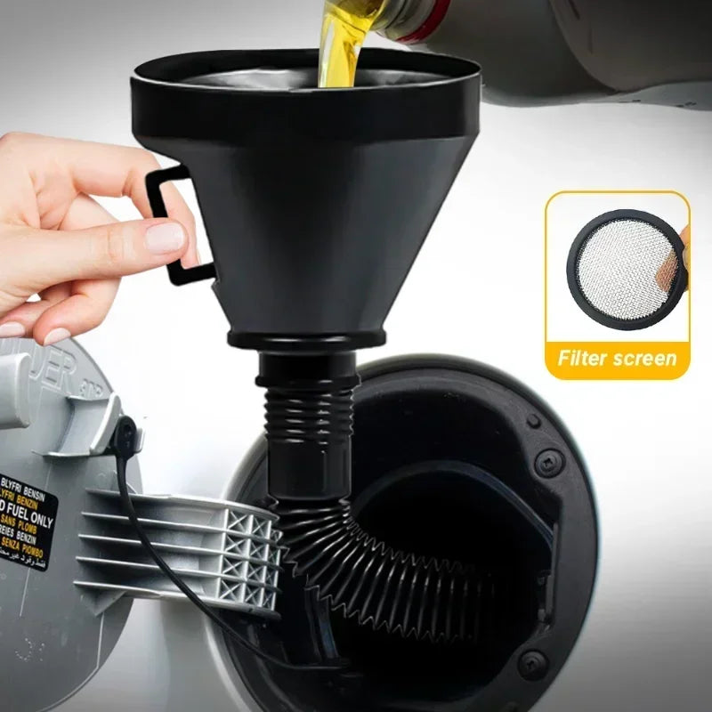 Car Motorcycle Truck Engine Funnel -With Filter&Strainer Refueling,Plus Extension Pipe Hose,Essential Filling Tool