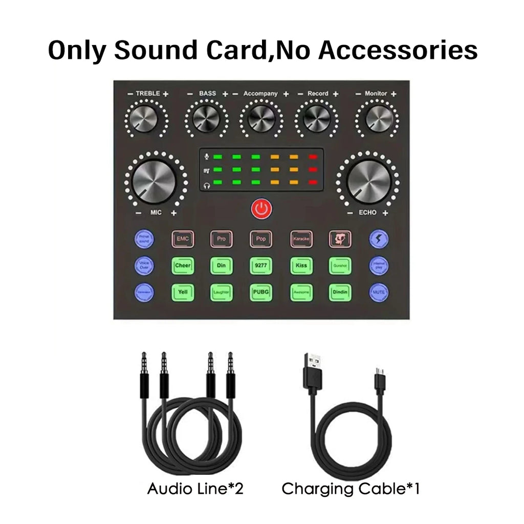 V8S Live Sound Card Podcast Equipment Bundle,with Microphone Set Device,Music/Recording Live Streaming For DJ Disco Device