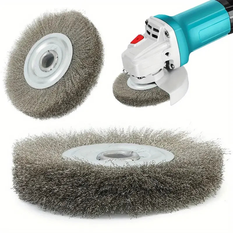 125mm Flat Stainless Steel Wire Wheel Brush - Heavy-Duty Rotary Tool Attachment for Drilling, Grinding & Polishing, Durable Meta
