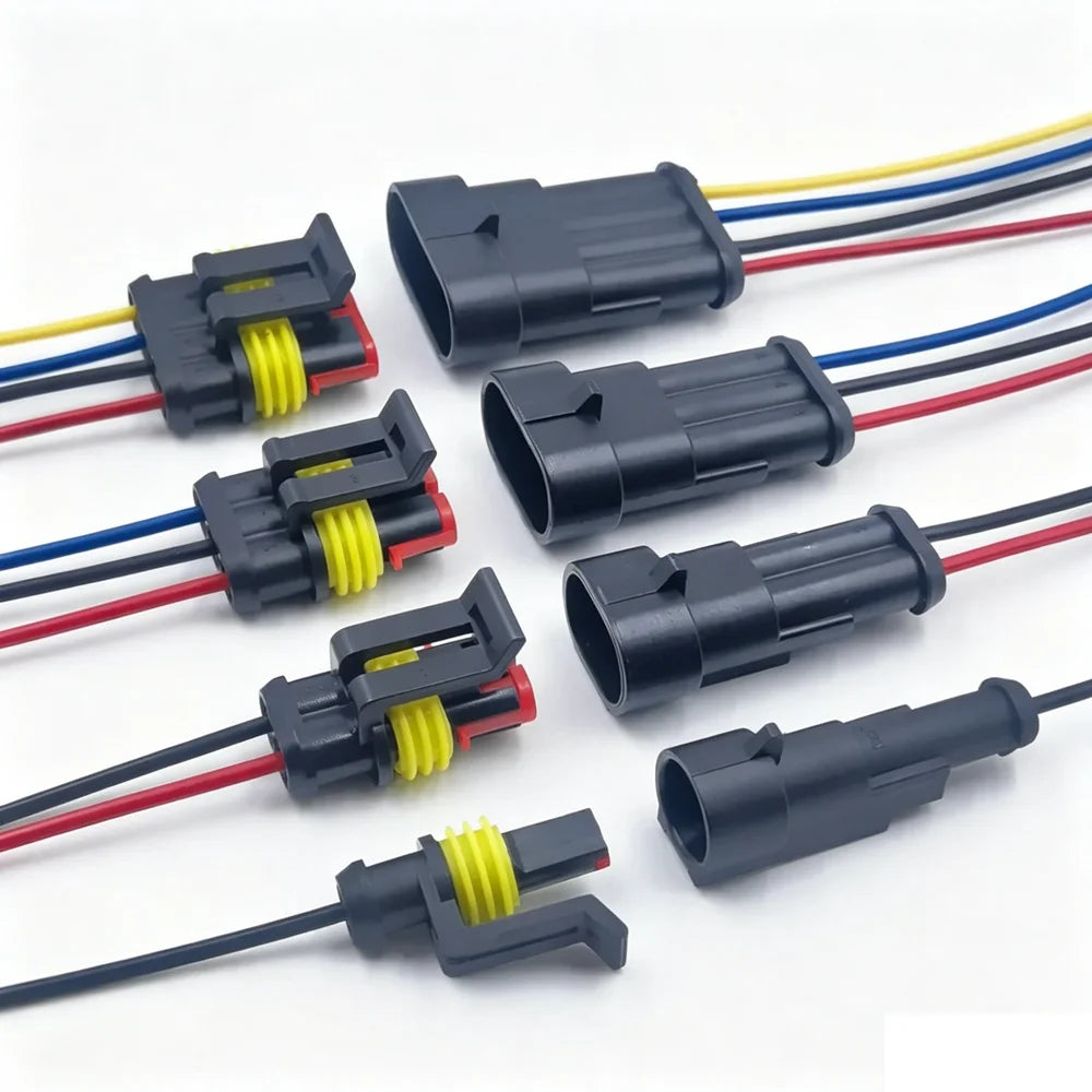 1/2/3/4 Pin Waterproof Connectors, Electrical Terminal Quick Connector, 10Pcs/ 5Sets, With Wire, Suitable For Cars, Ships, Etc.