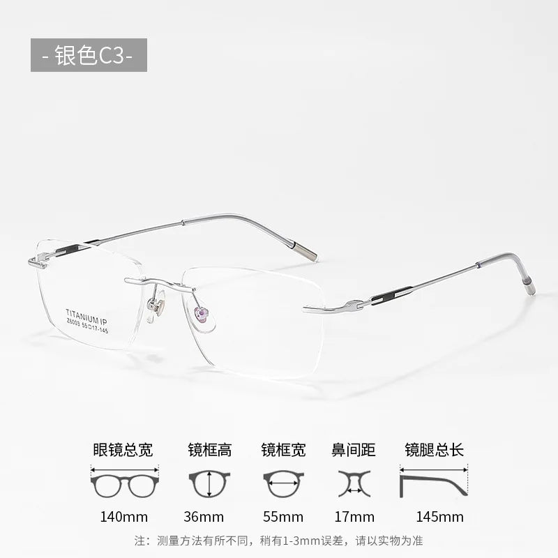 Men's ultra-light anti-blue pure titanium rimless glasses custom myopia prescription glasses reading glasses