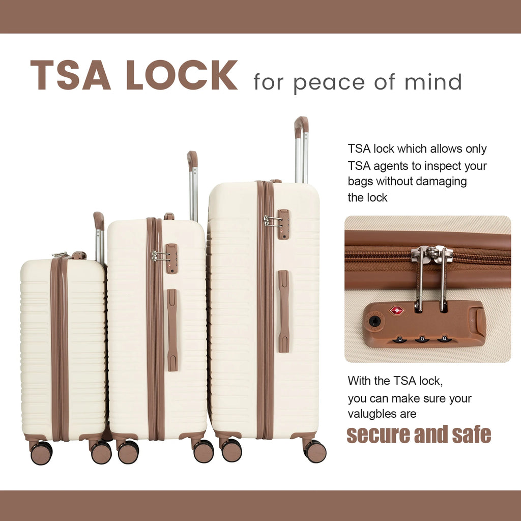 Luggage Sets 5-Piece Suitcases with Double Spinner Wheel,Suitcase Set ABS Hard Case Luggage with TSA Lock