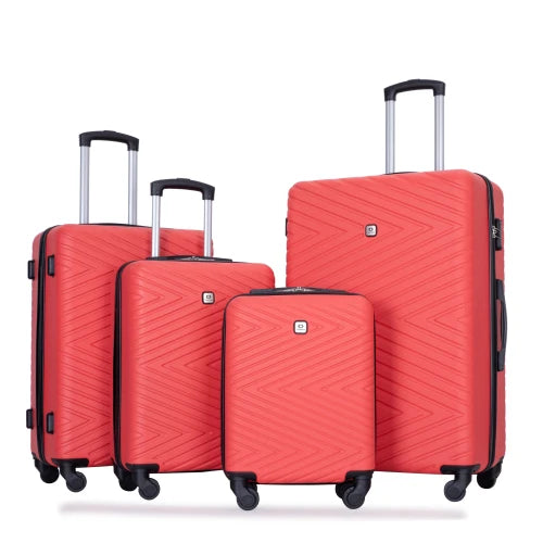 Travelhouse Luggage Set 4-Piece ABS Suitcase With Spinner Wheels, 24 Inch and 28 Inch with TSA Lock, 16, 20 Inch Carry On Luggage