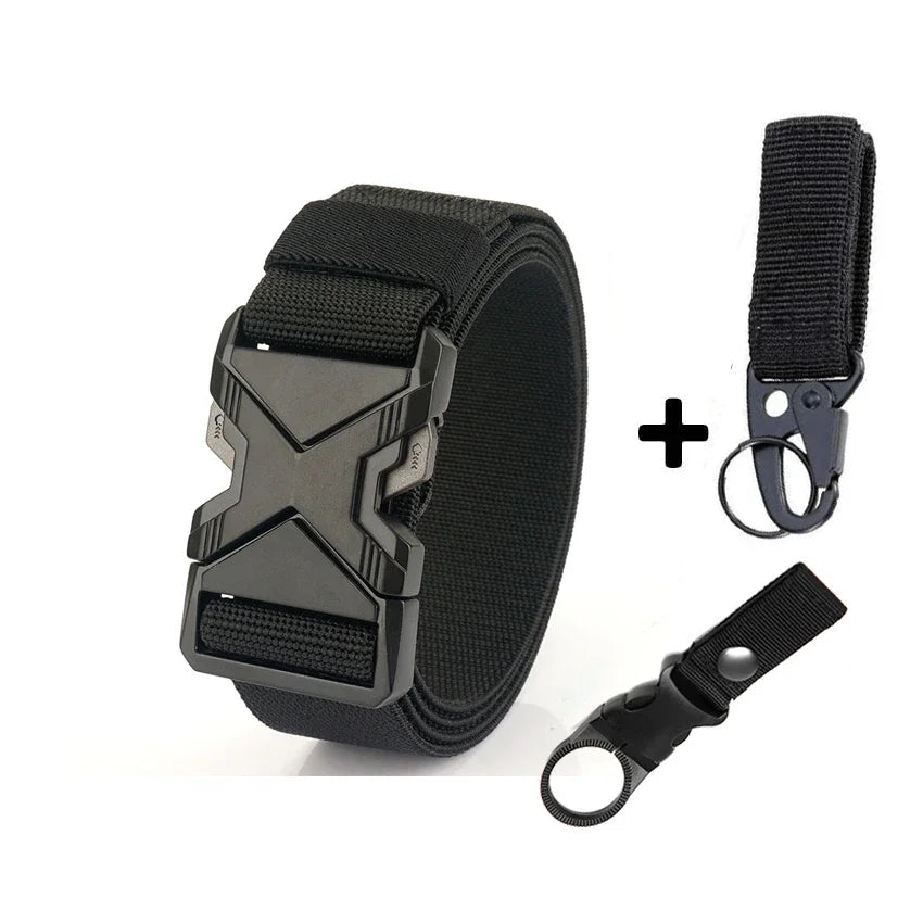 New Quick Release Metal Pluggable Buckle Tactical Belt Breathable Elastic Military Belts For Men Stretch Pants Waistband Hunting