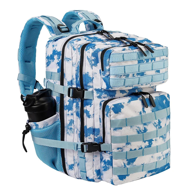 LHI 45L Tactical Backpack for Men and Women Large Athlete Gym Bag Outdoor Sports Hiking Survival Rucksack with Bottle Holder