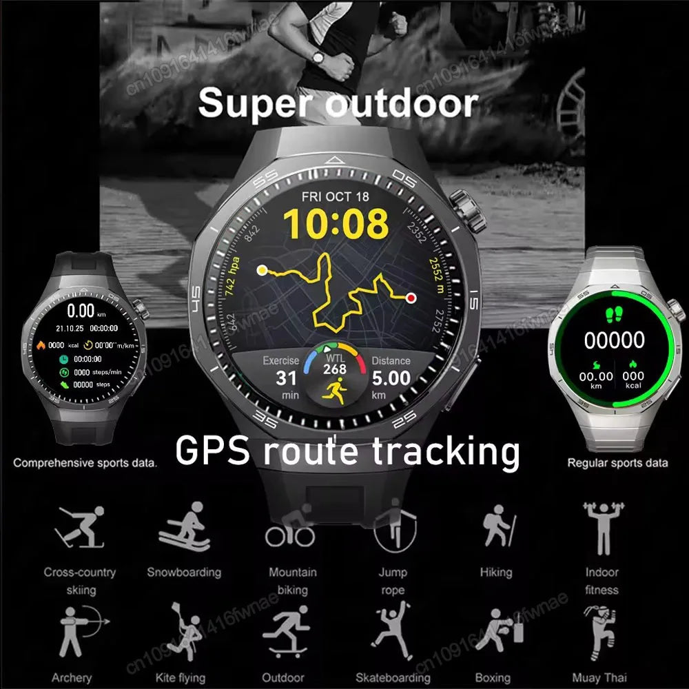 2025 New For Android iOS Smart Watch Men HD AMOLED Screen GPS Motion Trajectory Heart Rate Bluetooth Calls SmartWatch Waterproof