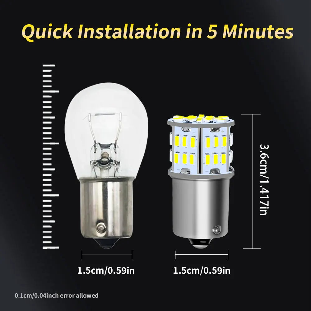 2PCS Ultra Bright LED Brake Stop Reversing 1156 BA15S P21W S25 G18 1157 BAY15D P21/7W 12V Plug and Play Car Lights Turn Signals