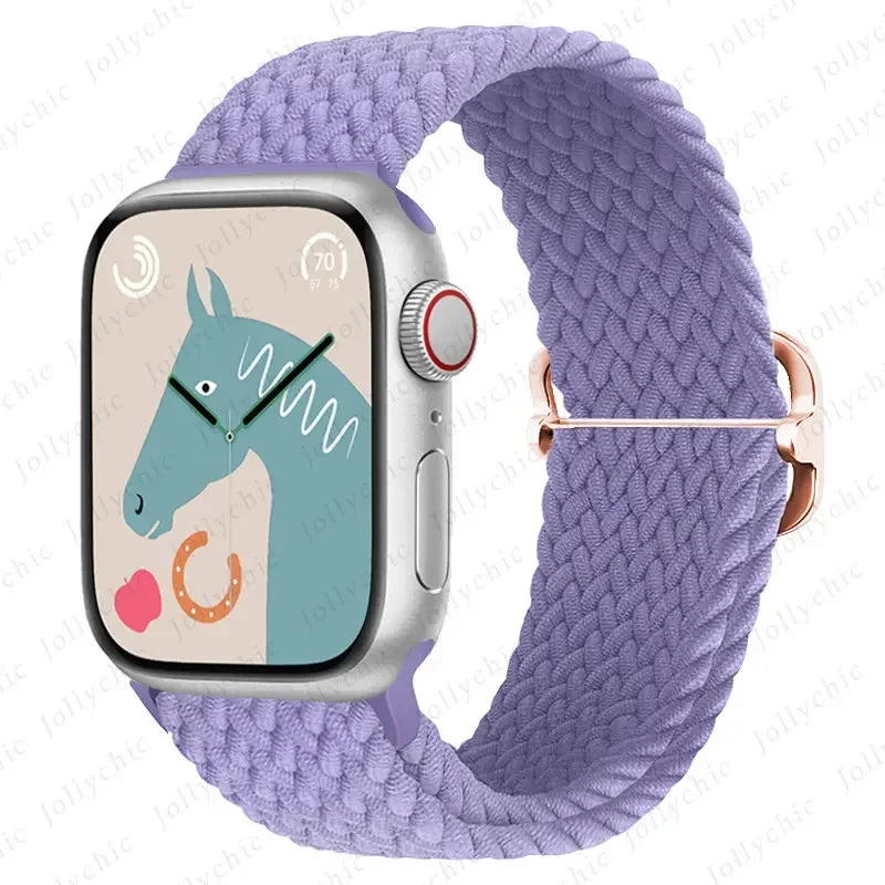 Braided Loop for Apple Watch Strap 44mm 40mm 45mm 41mm 42mm 38mm 49mm Elastic Solo Bracelet IWatch Series 7 Se 3 6 Ultra 8 Band