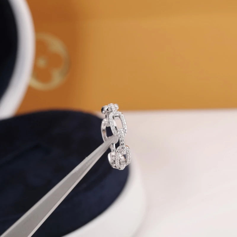 925 Sterling Silver Geometric Cubic Zirconia Stackable Ring for Women Trendy Platinum Plated Brand Party Jewelry Accessories