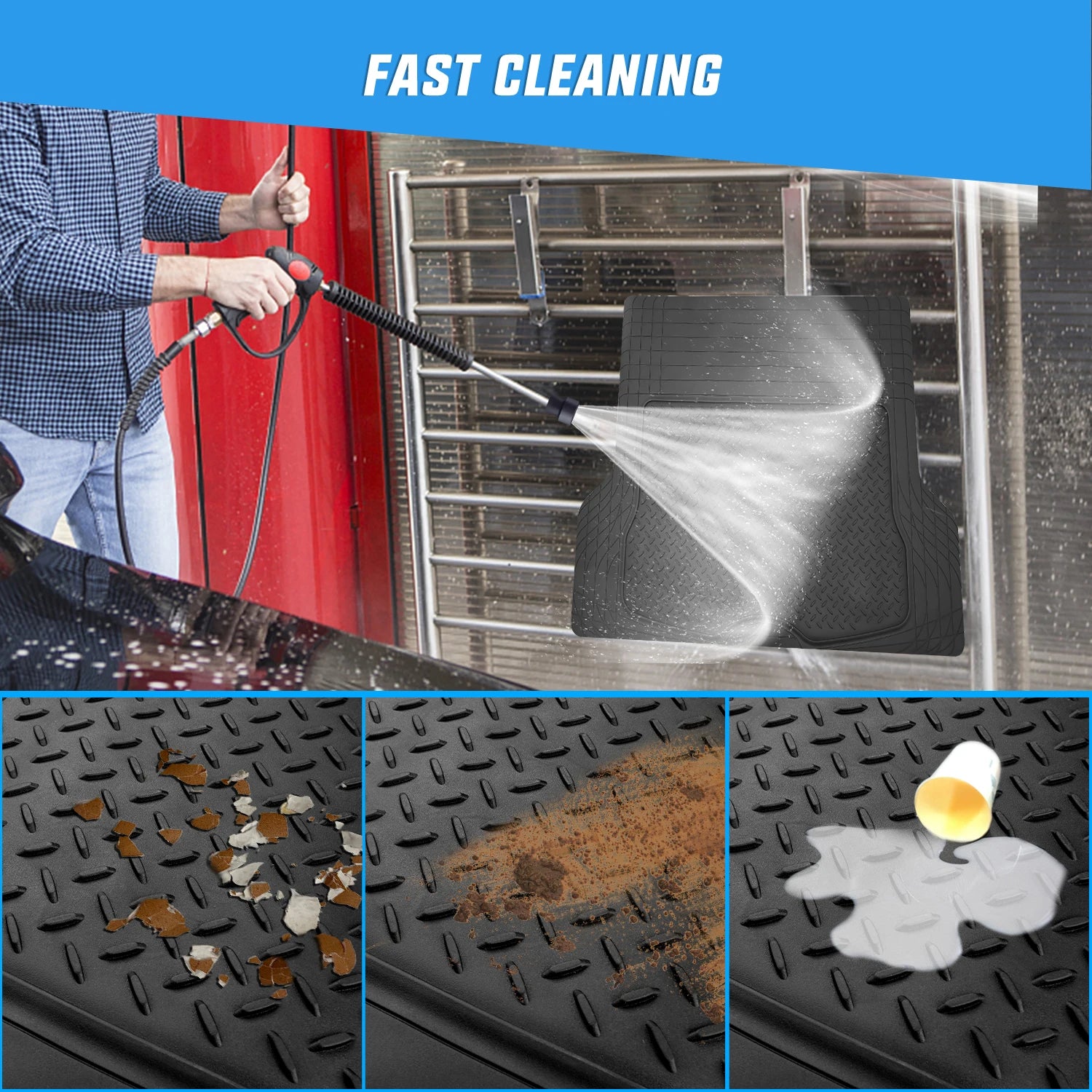 Nilight Rubber Cargo Mats for Cars Trucks SUVs, Universal Trim to Fit for Most Vehicles, All Weather Protection Heavy Duty Cargo Liners