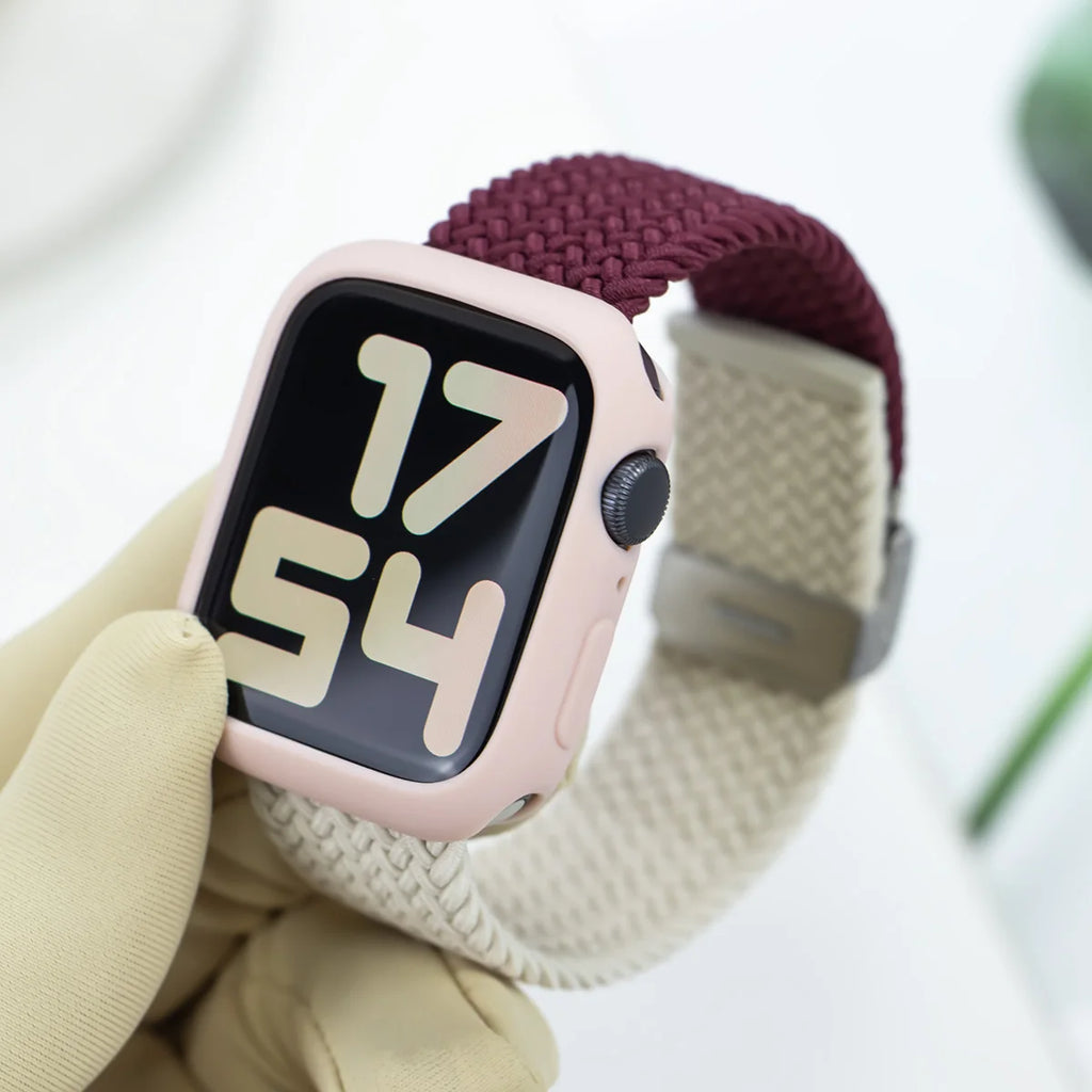 Korean Cute Braied Strap + Case For Apple Watch Band 49mm 41mm 45 44 38 42 Nylon Bracelet For iWatch Series 9 8 7 6 5 4 3 SE 40