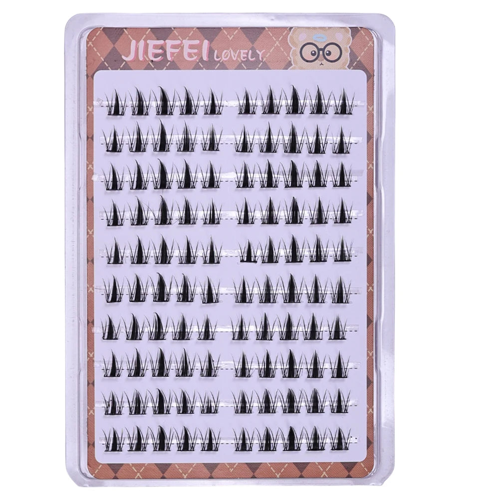 DIY Self-Adhesive Cluster Lashes 10 Rows/Box, Glue-Free Manga Style Sectioned Eyelashes Natural Look