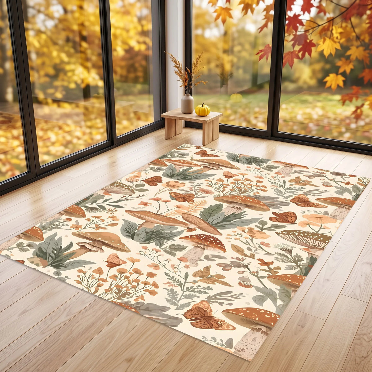 Mushroom and Butterfly Area Rug – Six Sizes