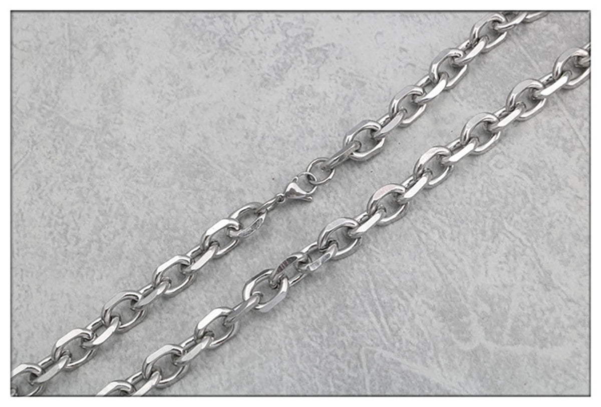 Fashion Stainless Steel Batch Angle Chain Coarse Batch Angle O Word Cross Chain Necklace Clavicle Chain Jewelry Gift Hot Sale