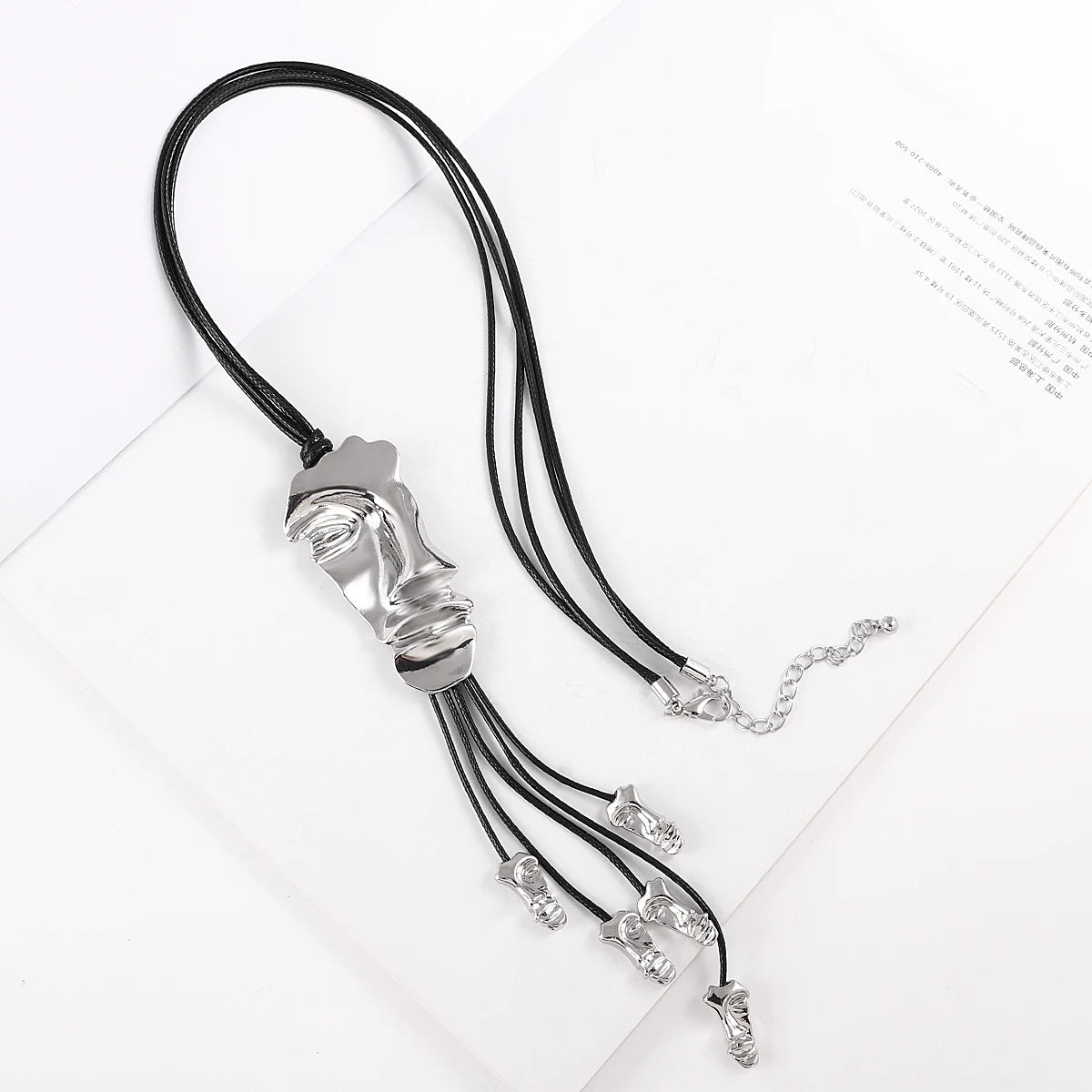 Amorcome Big Silver Color Heart Pendant Long Leather Necklace Boho Women Statement Ethnic Jewelry Lariat Necklace Mujer Collares