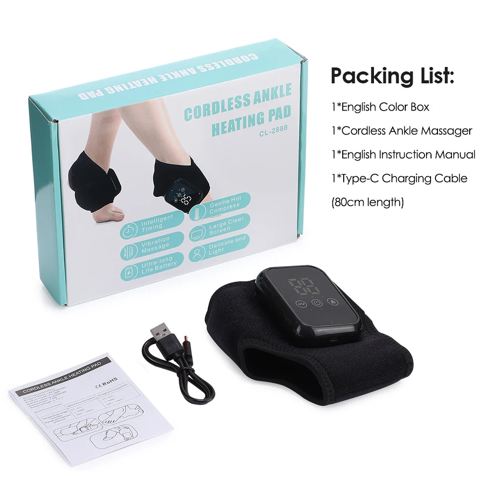 Electric Ankle Massager Hot Compress Vibration Foot Massager Ankle Joint Protection Heating Strap Ankle Heated Brace Wrap