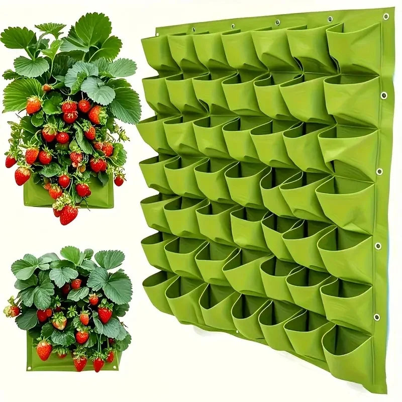 18-Pocket Vertical Garden Planter, Wall-Mounted Bag for Balcony/Patio. Grow Herbs & Vegetables Indoors/Outdoors. Space-Saving.