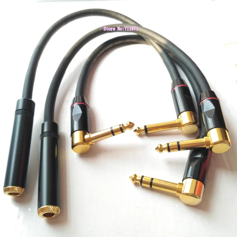 Right Angle Elbow Male Female TS TRS 6.35 Extension Cable Cord gold plating Stereo 6.35 Male to Male Adapter Line Wire 6.35 M F