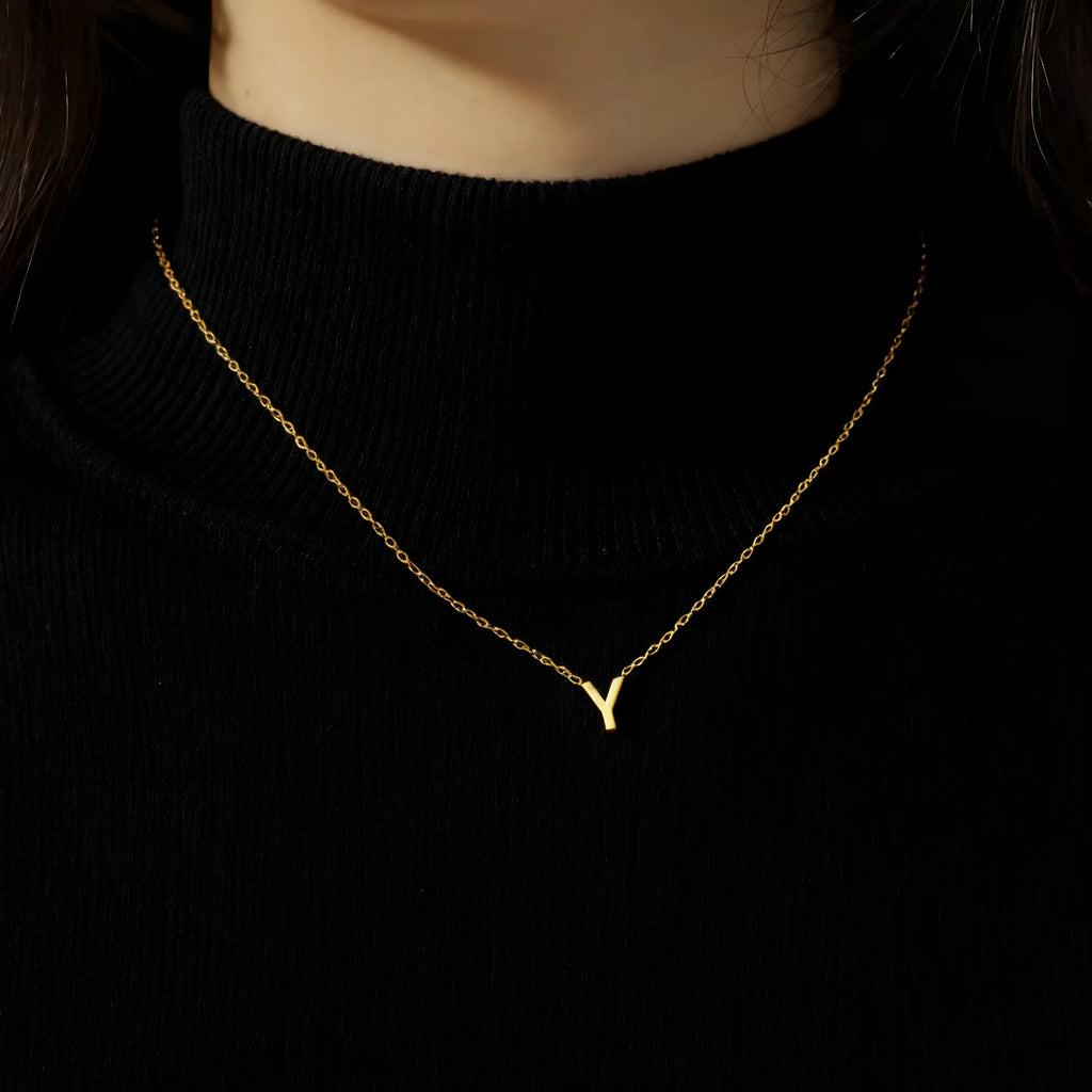 Cazador Minimalist Initial A-Z Letter Necklace for Women Alphabet Stainless Steel Choker Chains Jewelry Birthday Gift Wholesale