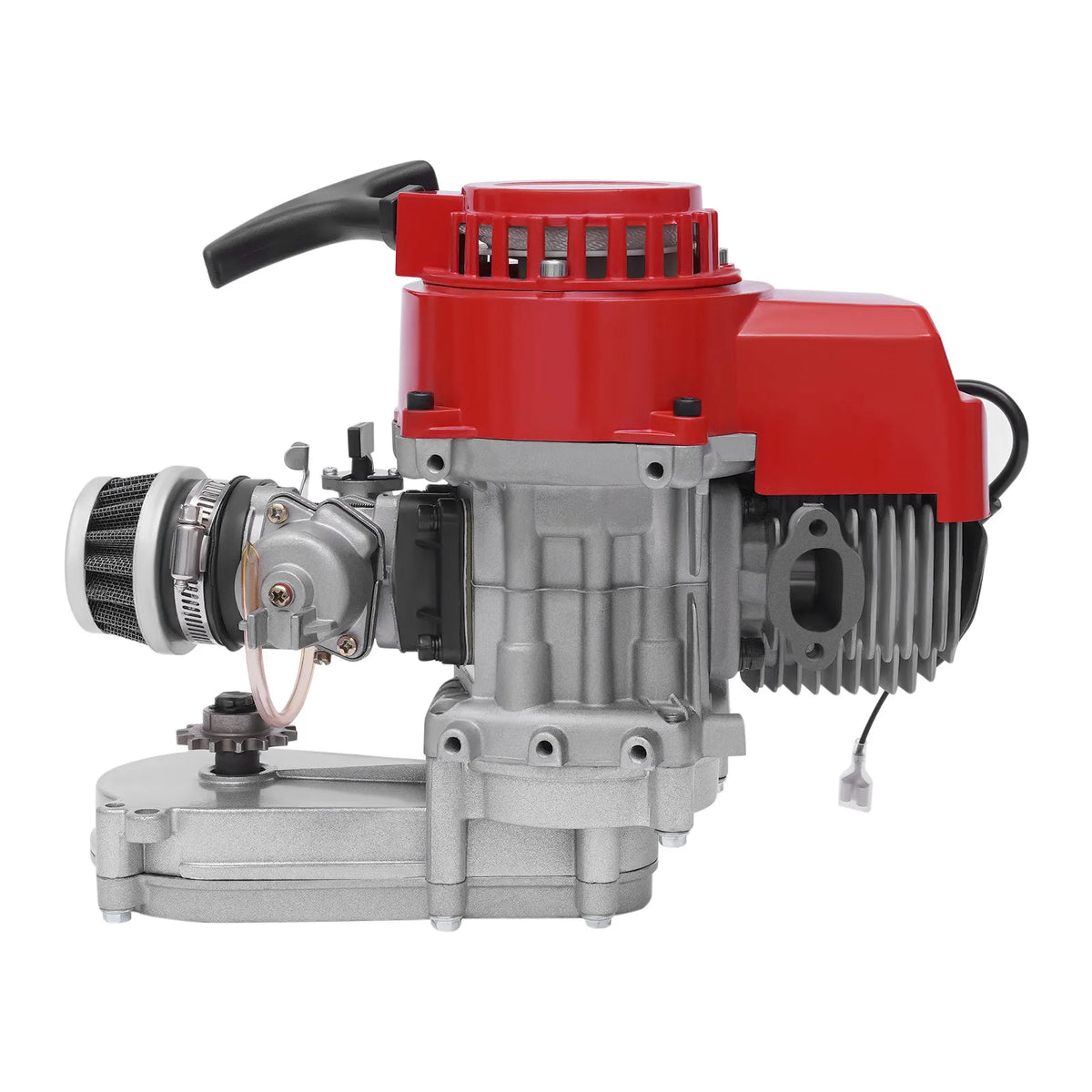 49cc Two-stroke Engine, Single Cylinder Pull Rope Start Motor, 2 Stroke Engine Motor, Air-cooled Aluminum Iron, 1PE44F-6 Model, 1.9KW 7000rpm, Direct Replacement, Red Grey, For Go Kart Scooter Bicycle DIY