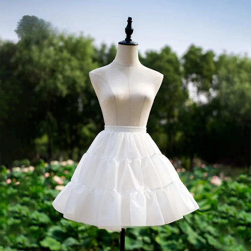 Women Girls Short Crinoline Petticoat Adult Elastic Waist Underskirt for Wedding Dress Cosplay Big Hem Dress White Skirt
