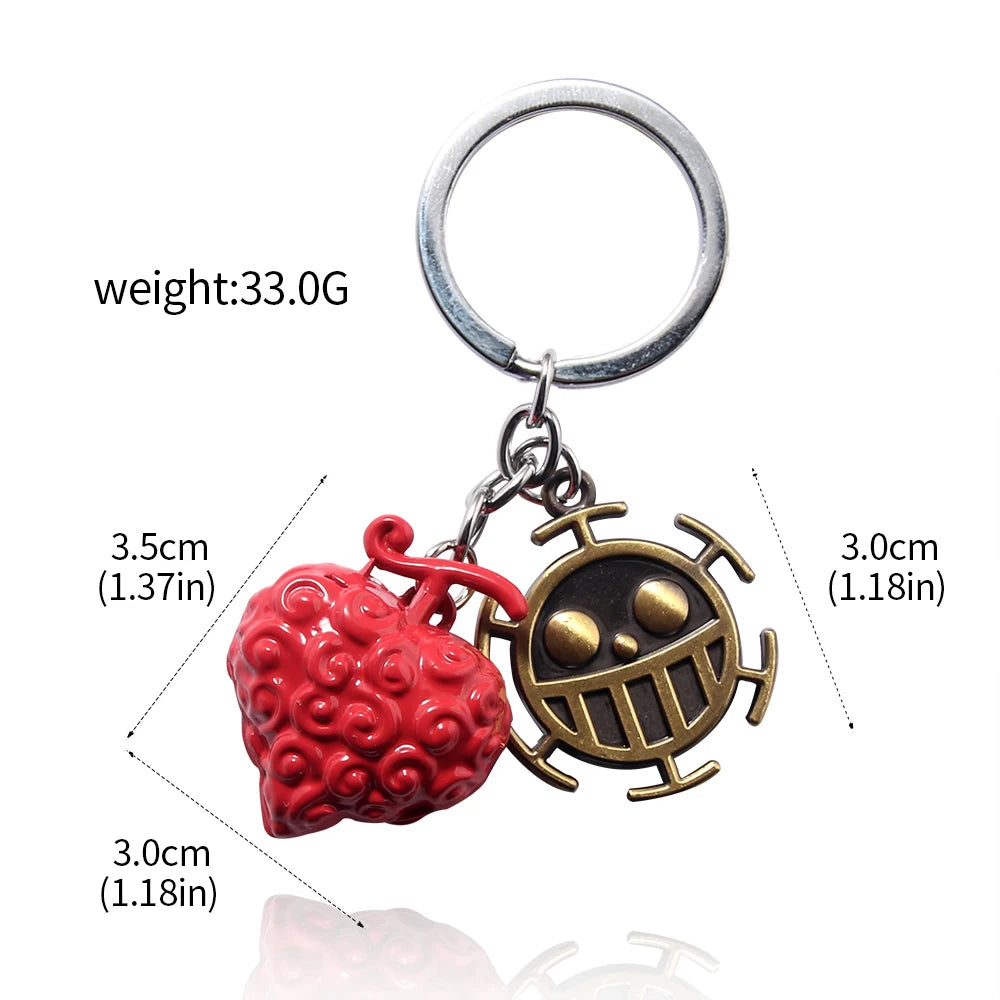 One Piece Luffy Straw Hat Keychain Rotatable Zoro Skull Metal Pendant Role-Playing Decorative Accessories Fan Jewelry Gift