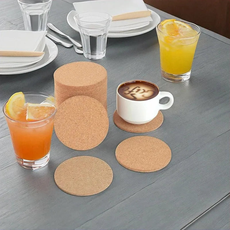 40/1pcs Non-Slip Cork Coasters Natural Round Wooden Cup Mat Heat Insulation Pads Table Decoration Drinks Tea Coffee Holder Cork