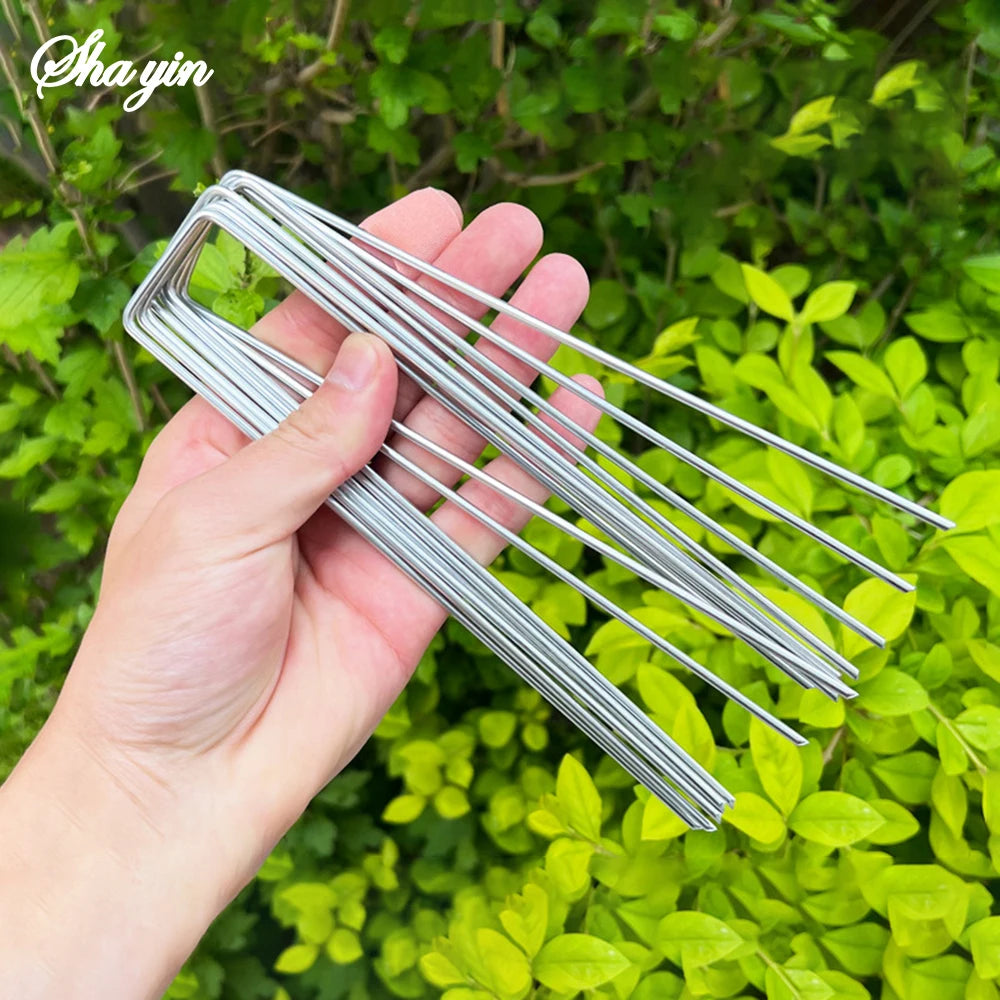 40/80Pcs U-shaped Ground Pegs with Buffer Washers for Securing Weed Landscape Fabric Netting Garden Lawn Accessories Garden Pegs