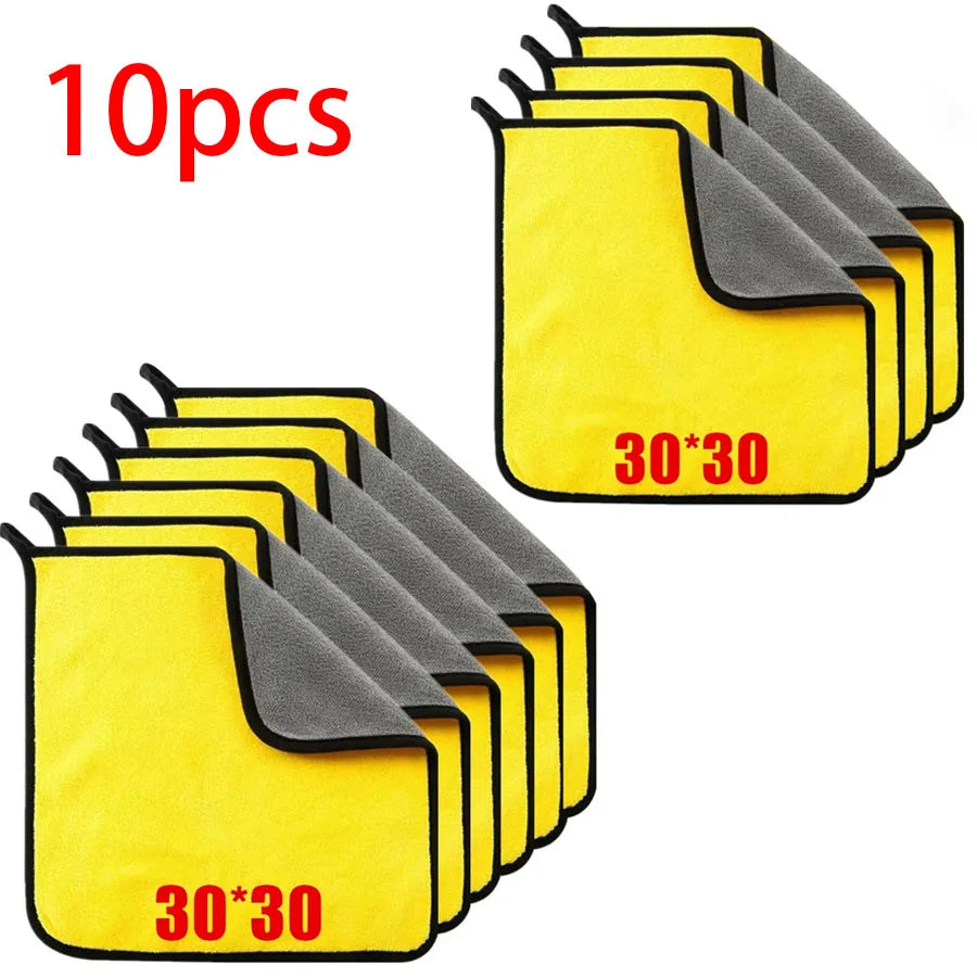 1/2/6pcs Microfiber Cleaning Towel Thicken Soft Drying Cloth Car Body Washing Towels Double Layer Clean Rags Car Accessories