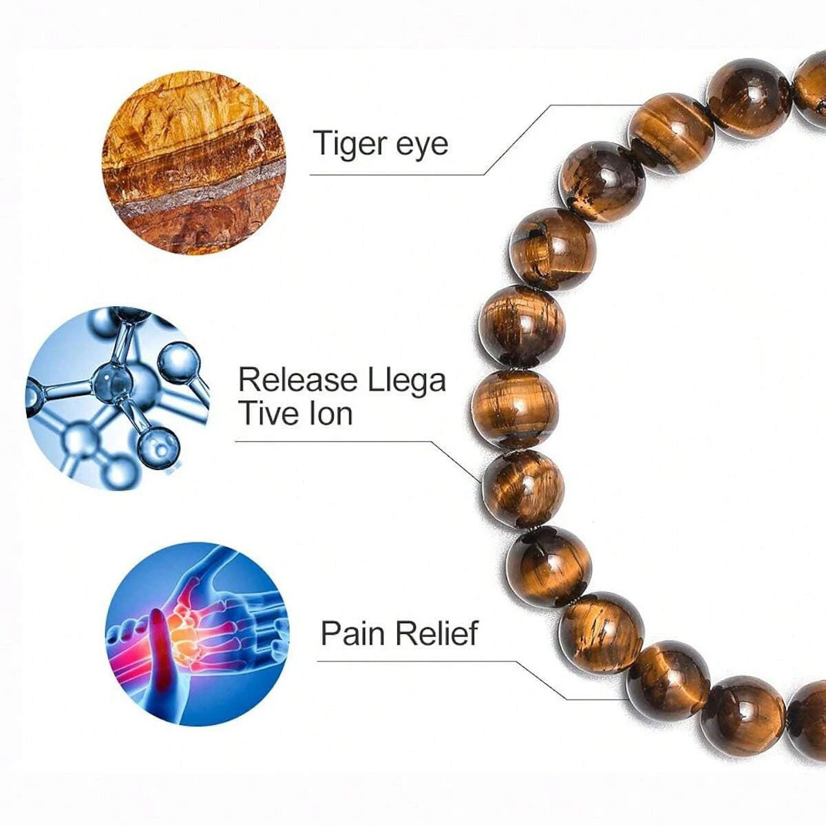 3 Style 8mm Natural Tiger Eyes Lava Rock Protection HANDMADE Bracelet Men's Gift