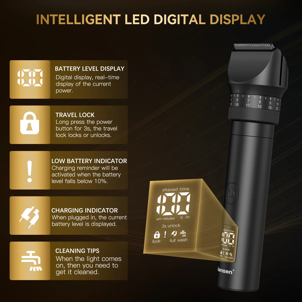 Kensen S29 Hair Trimmer for Men 2 in 1 Adjustable Hair Clipper Kit Electric Razor Dry/Wet Hair Cutting Machine Nose Hair Trimmer