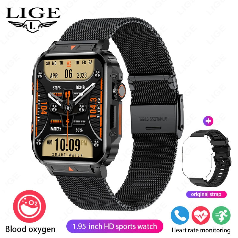 LIGE Smartwatch 1.95 Inch Screen Health Monitoring Watches IP68 Waterproof Sport Fitness Smart Watch For Men Women Reloj Hombre