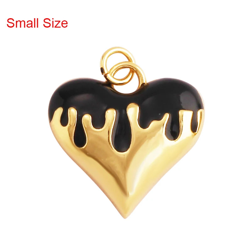 Enamel Flowing Heart Charm Pendant Valentine Gift,18K Real Gold Plated Colour,Necklace  Pendant for Handmade Jewelry Supply M92