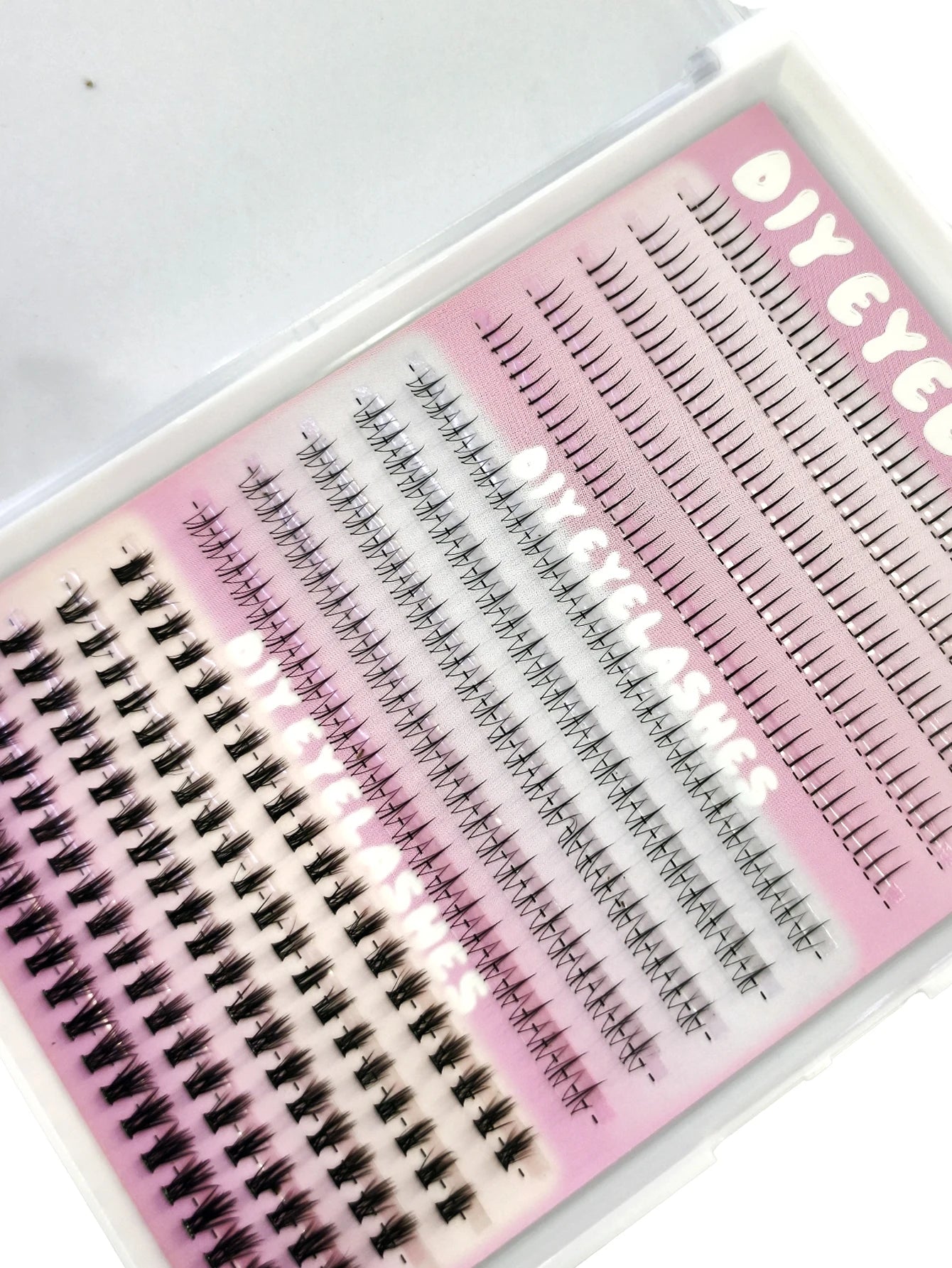 390PCS Bottom Lashes Extension15rows Lower Eyelash Clusters 3 Styles Individual Lashes DIY Wispy Natural Look Clear Band