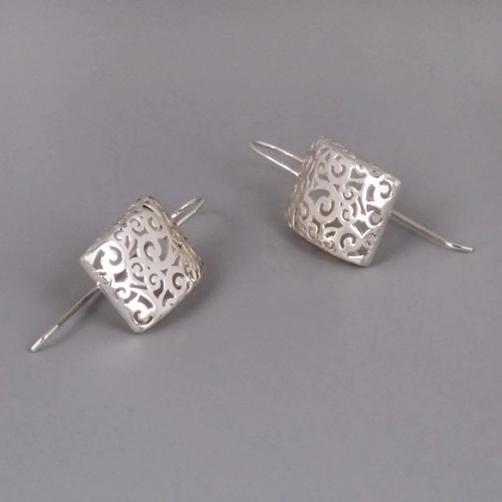 Sterling Silver Filigree Earrings  Intricate Cut Out Design Hypoallergenic Durable Gift for Mother Anniversary Birthday