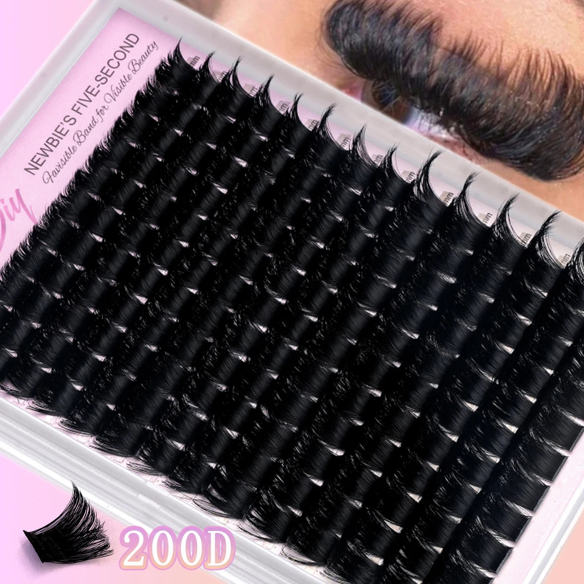 HBZGTLAD 14Rows Individual Lashes Natural Russia Volume Mink Eyelash  100-200D Cluster Eyelash Extension Makeup  eyelashes